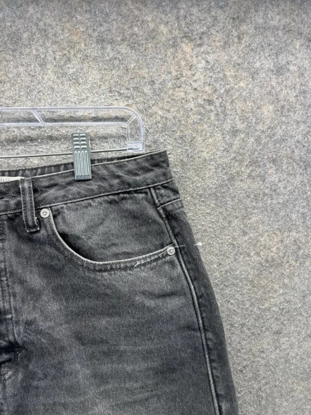 We The Free Skirt Womens 30 Gray Denim Mini Raw Frayed Hem Buckle Back Pockets